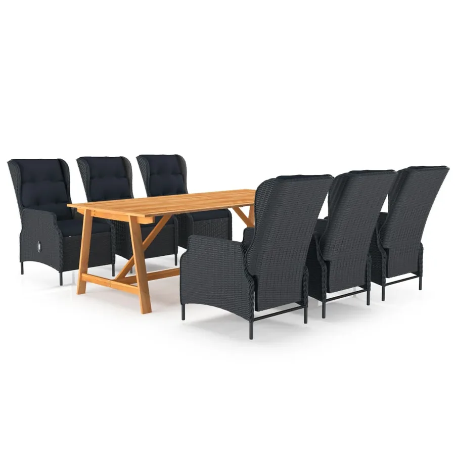 Ensemble à manger de jardin 7 pcs Gris foncé