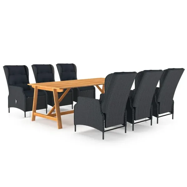 Ensemble à manger de jardin 7 pcs Gris foncé