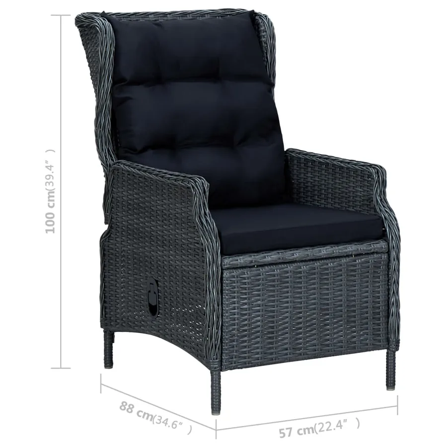 Ensemble à manger de jardin 7 pcs Gris foncé - 12
