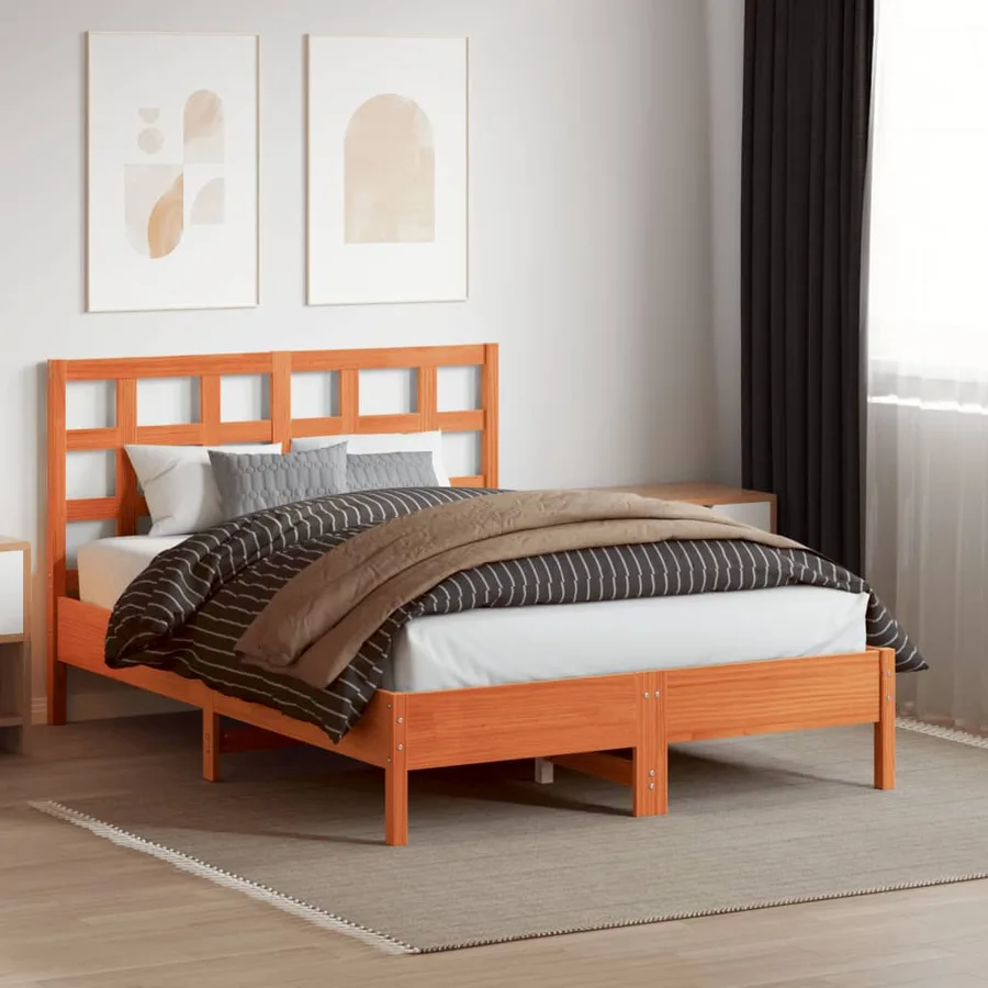 Tête de lit cire marron 135 cm bois massif de pin - 3