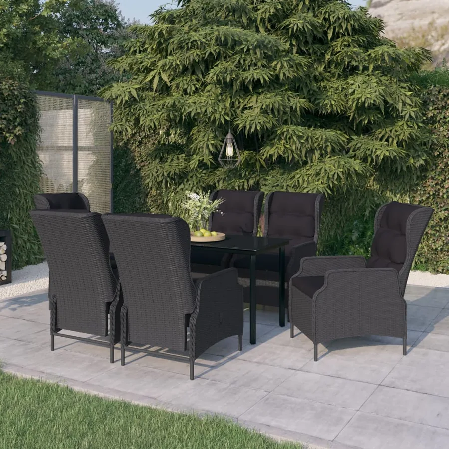 Ensemble à manger de jardin 7 pcs Gris foncé