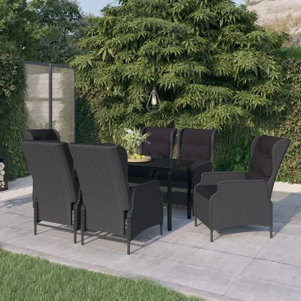 Ensemble à manger de jardin 7 pcs Gris foncé