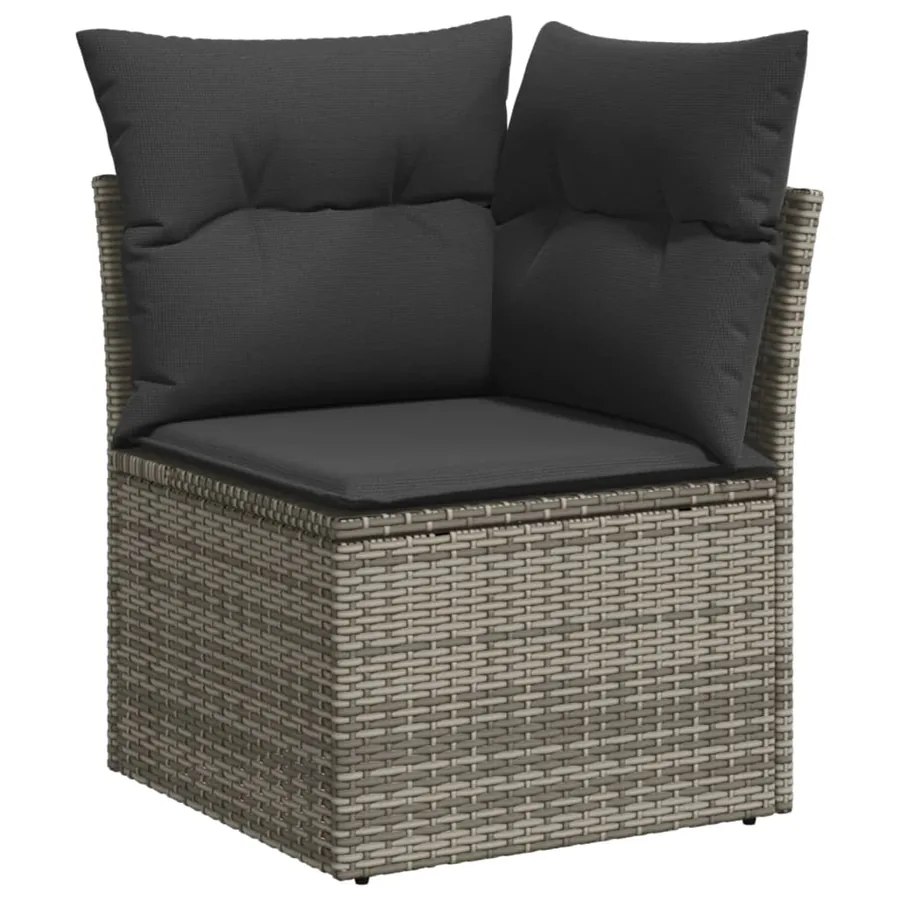 Salon de jardin avec coussins 10 pcs gris résine tressée - 4