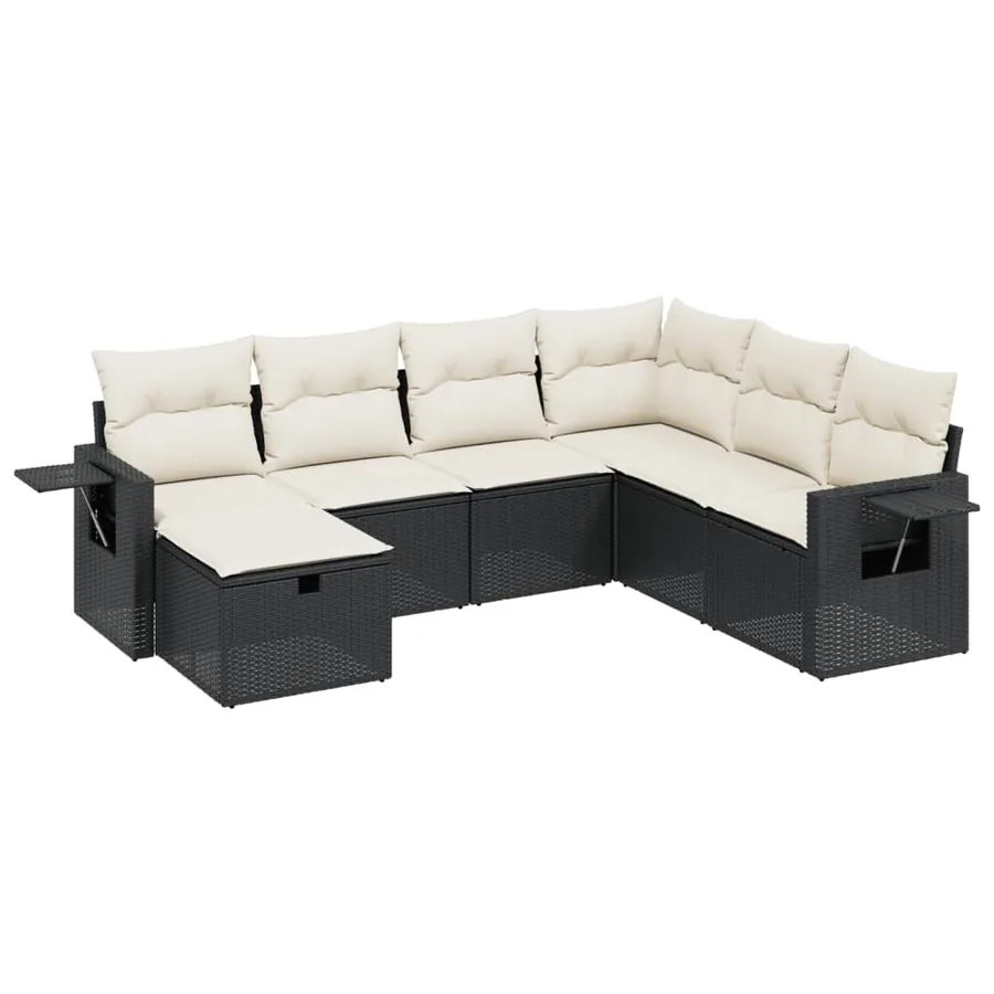 Salon de jardin 7 pcs avec coussins noir résine tressée 62 x 62 x 69 cm - 55,7 kg - 2