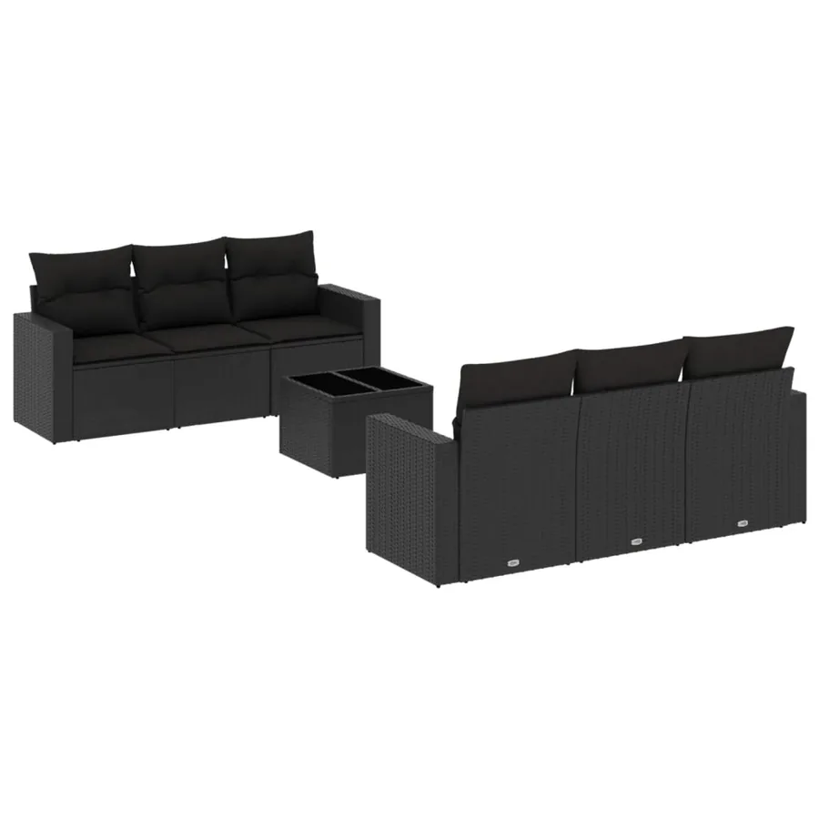 Salon de jardin 7 pcs avec coussins noir résine tressée 55 x 62 x 69 cm - 61,0 kg - 2