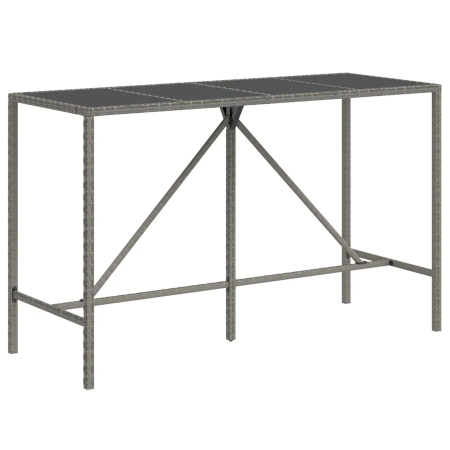 Ensemble de bar jardin 9 pcs gris poly rotin/bois massif acacia - 5