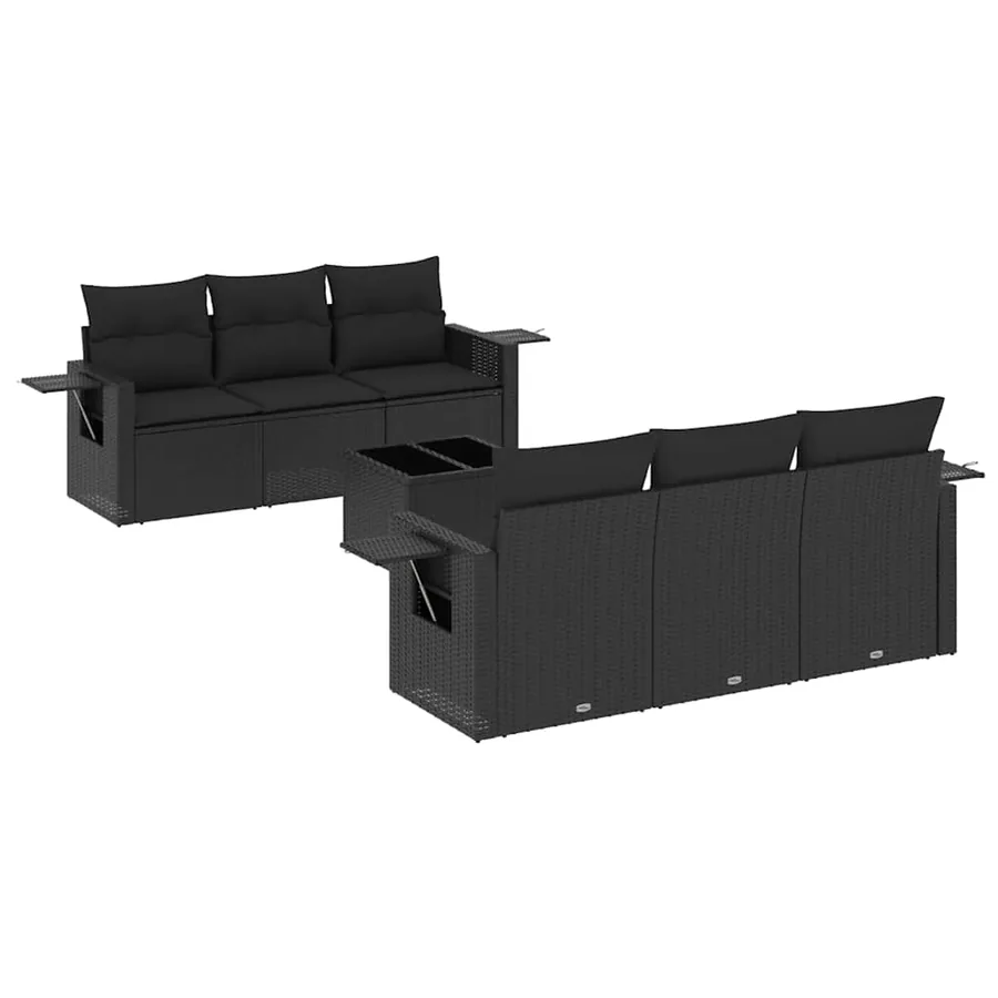 Salon de jardin 7 pcs avec coussins noir résine tressée 55 x 62 x 69 cm - 63,8 kg - 2
