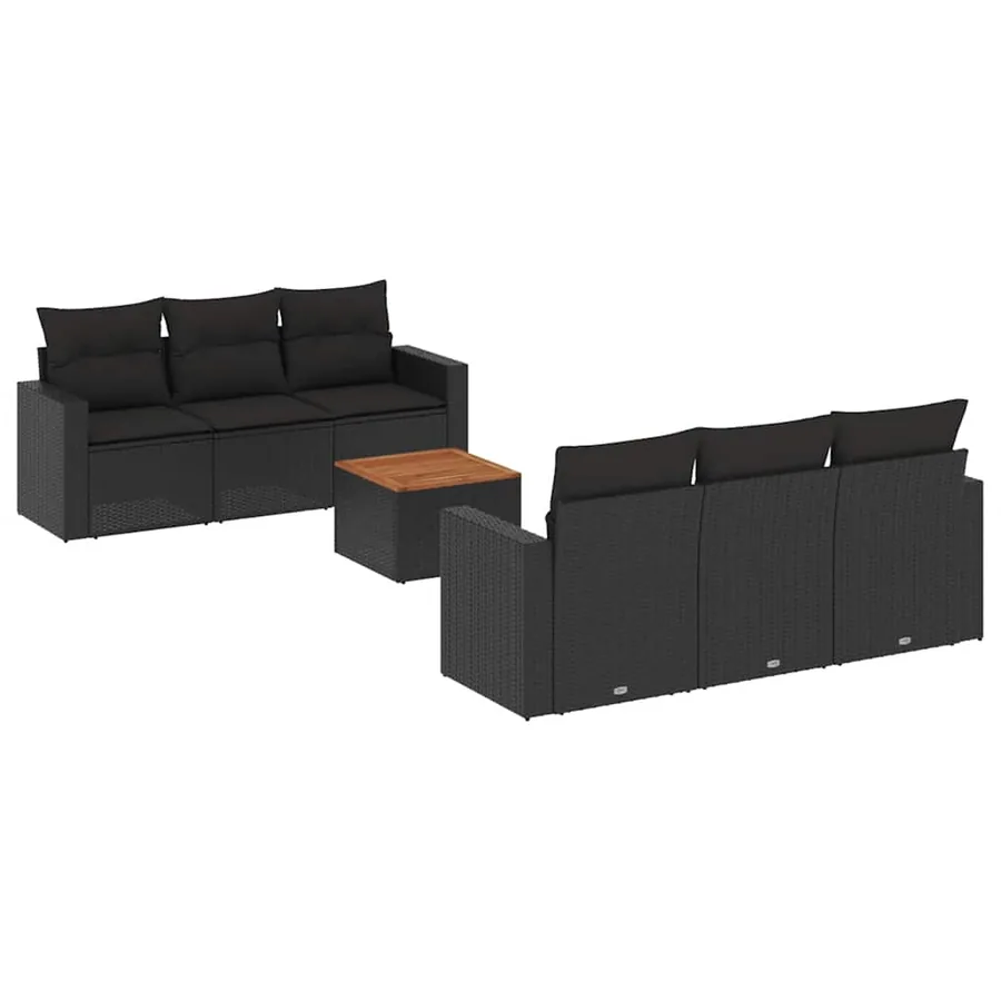 Salon de jardin 7 pcs avec coussins noir résine tressée 55 x 62 x 69 cm - 60,2 kg - 2