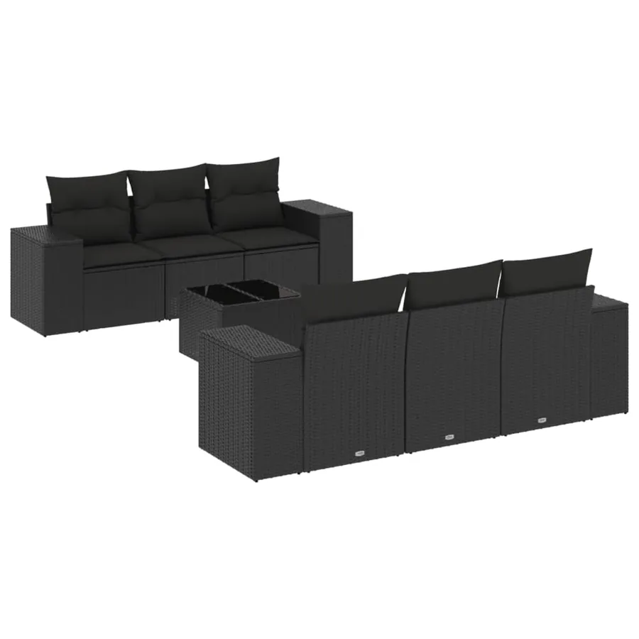 Salon de jardin 7 pcs avec coussins noir résine tressée 55 x 62 x 69 cm - 67,8 kg - 2