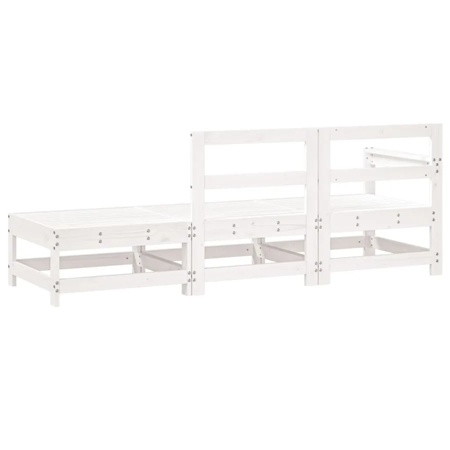 Salon de jardin 3 pcs blanc bois massif de pin - 6