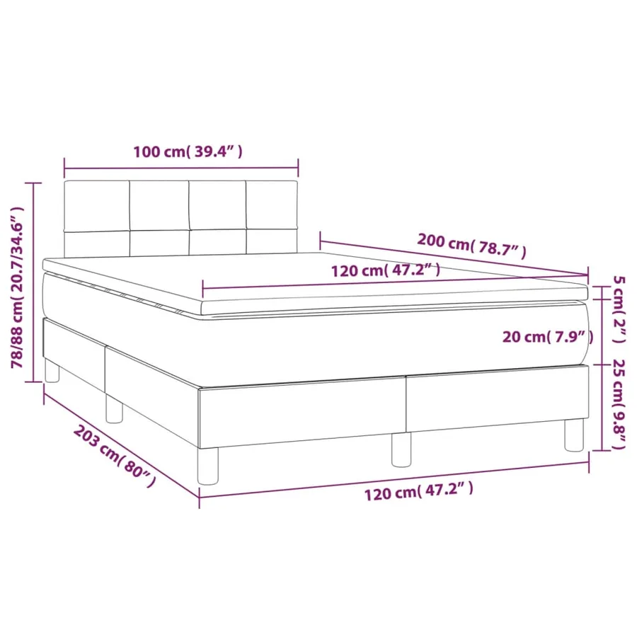 Sommier à lattes de lit avec matelas Gris clair 120x200cm Tissu - 7