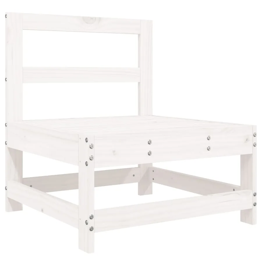 Salon de jardin 5 pcs blanc bois massif de pin - 3