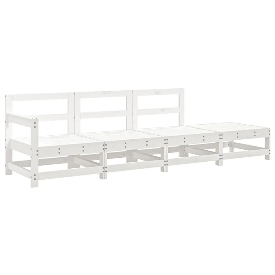 Salon de jardin 4 pcs blanc bois de pin massif - 2
