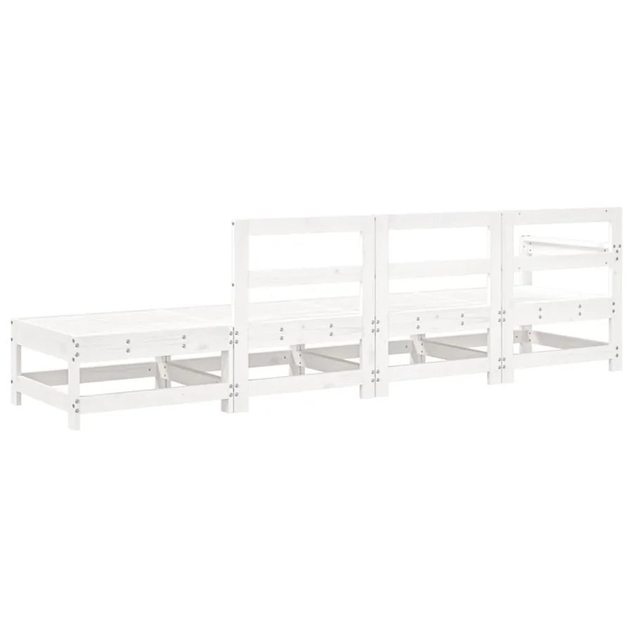 Salon de jardin 4 pcs blanc bois de pin massif - 6