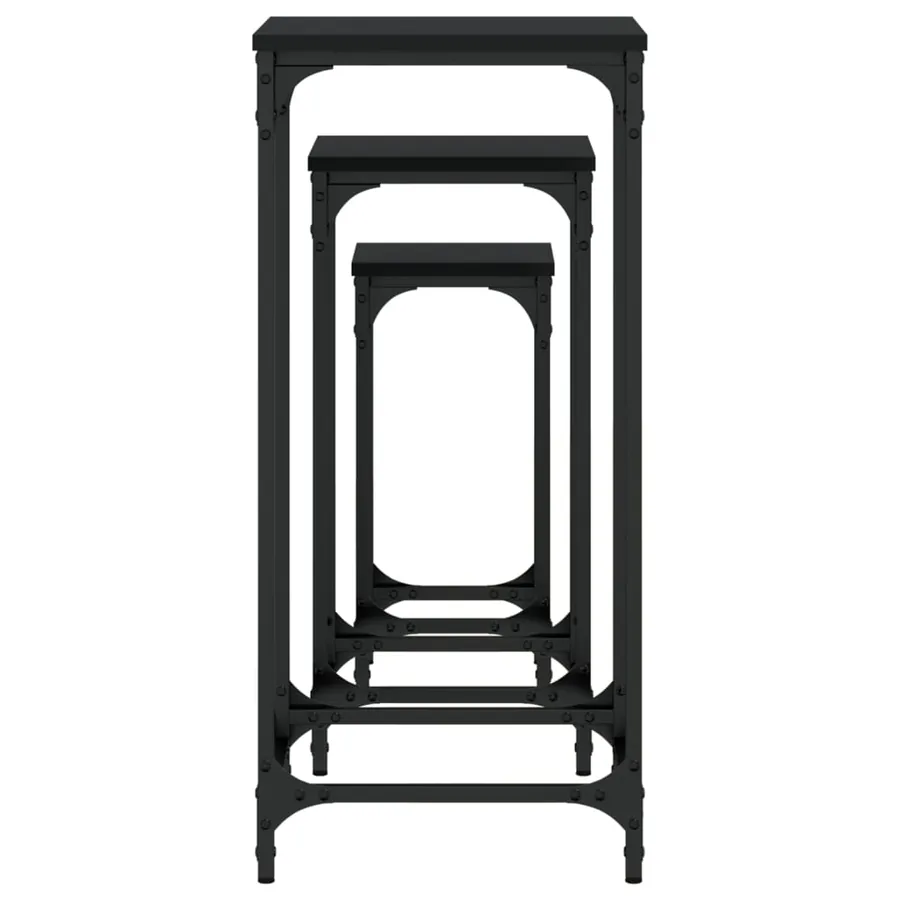 Tables d’appoint gigognes 3 pcs noir bois d'ingénierie - 6