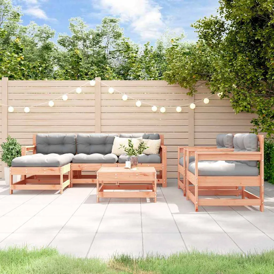 Salon de jardin 7 pcs bois massif douglas