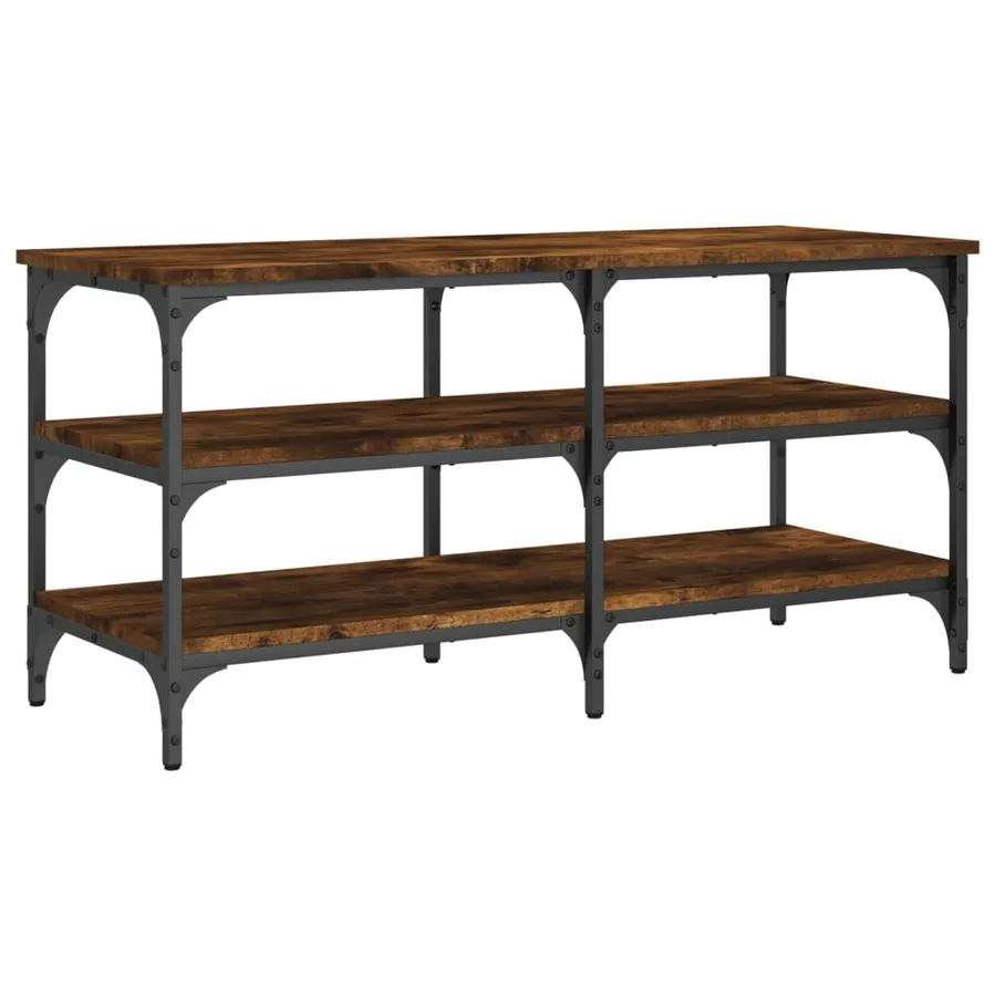 Banc à chaussures chêne fumé 100x38,5x49 cm bois d'ingénierie - 7