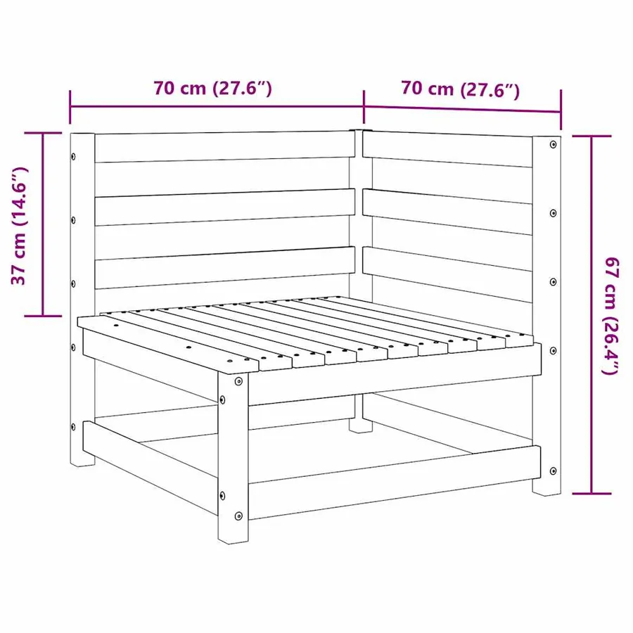 Canapé d'angle de jardin 70x70x67 cm bois massif douglas - 8