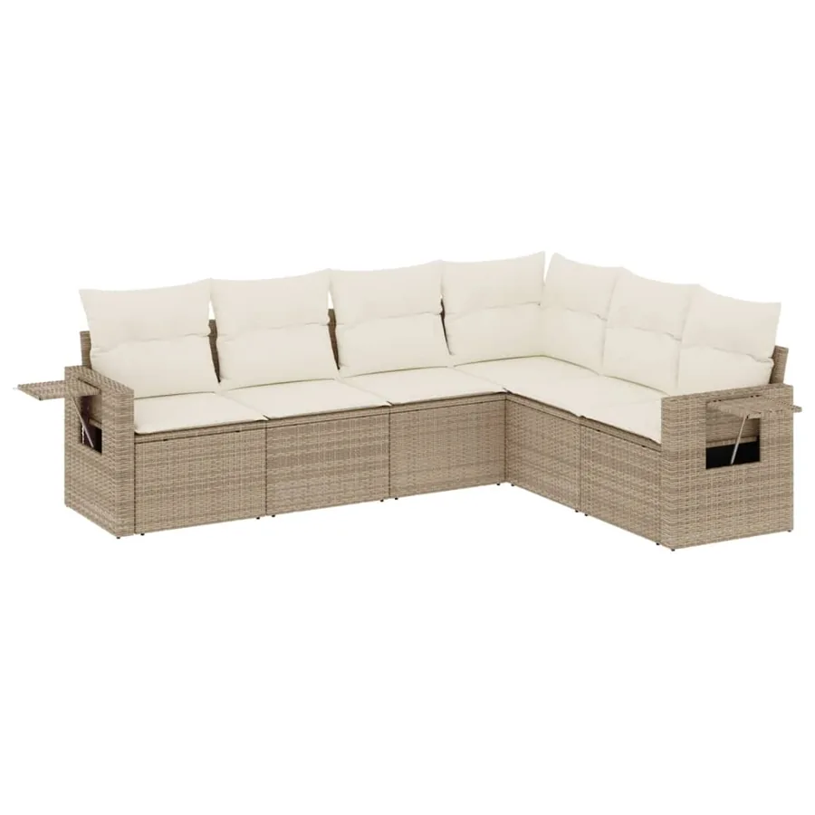 Salon de jardin avec coussins 6 pcs beige résine tressée - 2