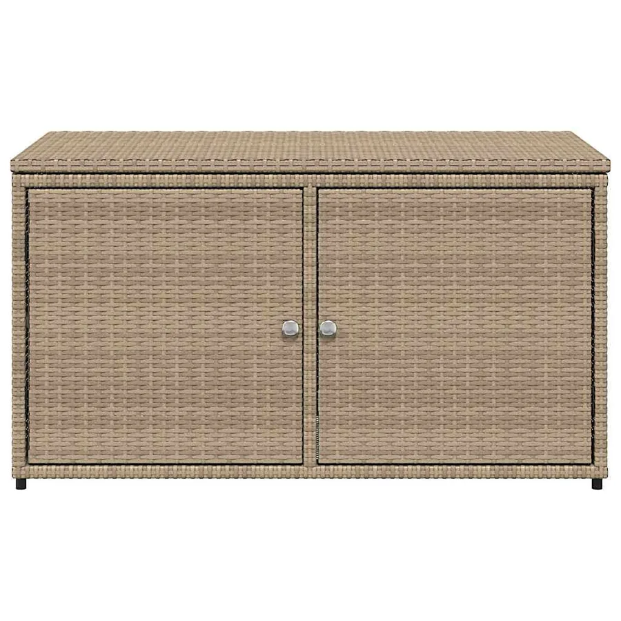 Armoire de rangement jardin beige 110x55x60,5 cm résine tressée - 7