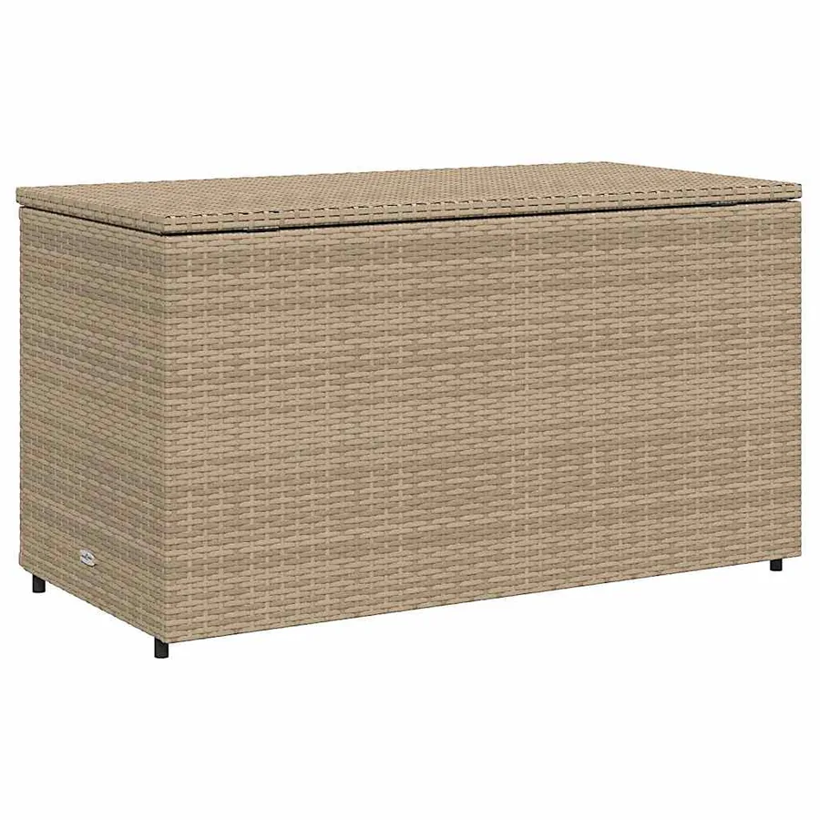 Armoire de rangement jardin beige 110x55x60,5 cm résine tressée - 9