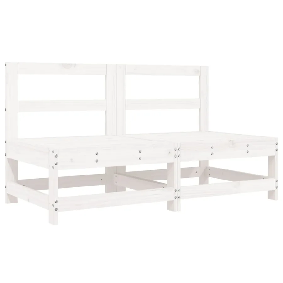 Salon de jardin 6 pcs Blanc Bois de pin massif - 3