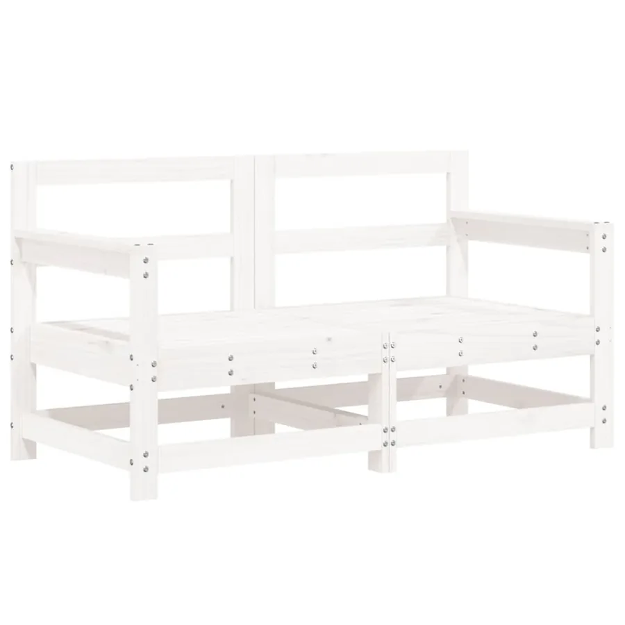 Salon de jardin 6 pcs Blanc Bois de pin massif - 4