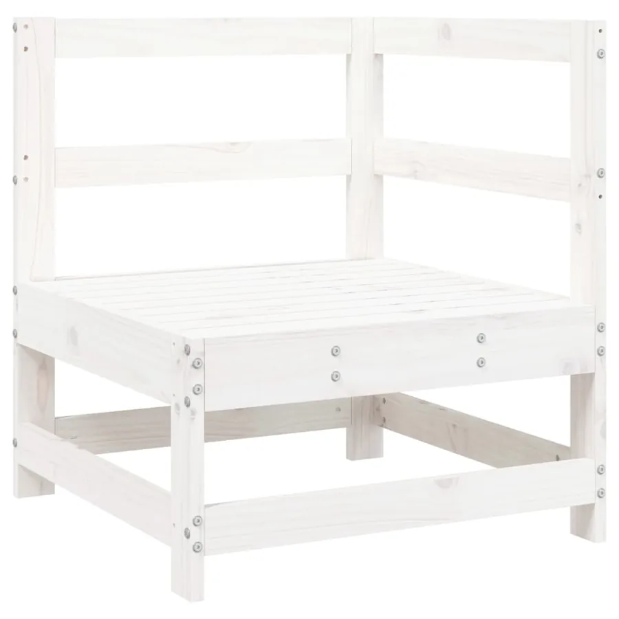 Salon de jardin 5 pcs blanc bois massif de pin - 3