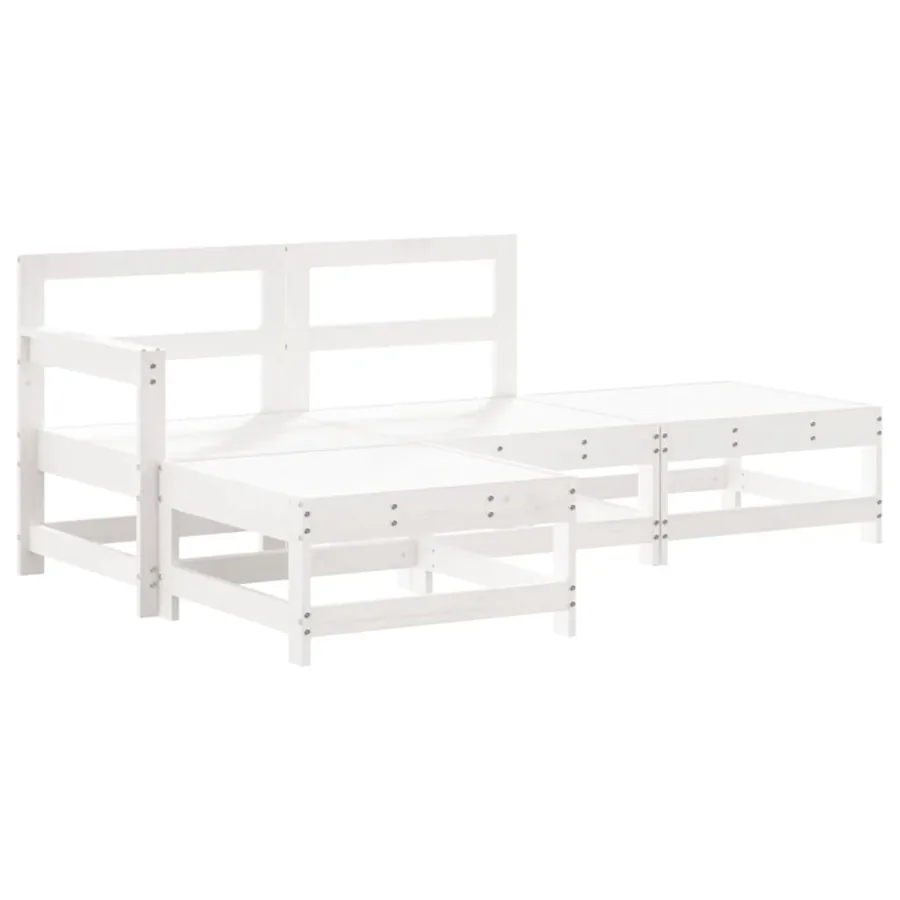 Salon de jardin 4 pcs blanc bois de pin massif - 2