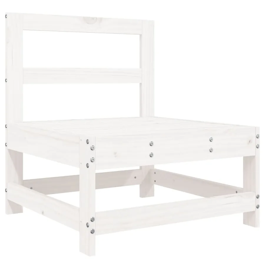 Salon de jardin 4 pcs blanc bois de pin massif - 4