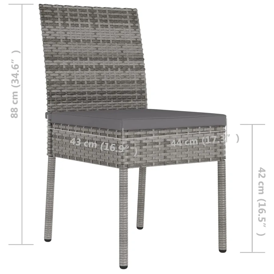 Chaises à manger de jardin lot de 4 Résine tressée Gris - 6