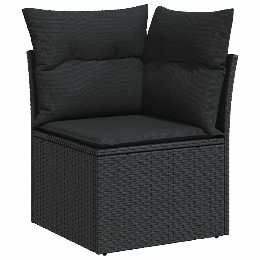 Salon de jardin 8 pcs avec coussins noir résine tressée - 4