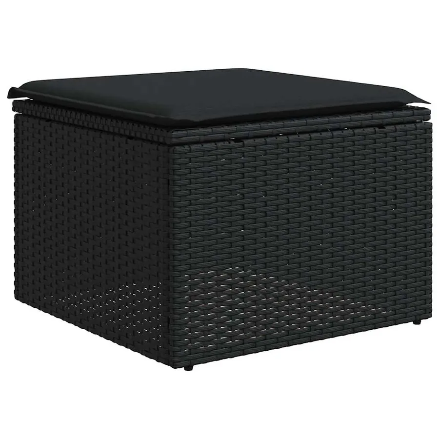Salon de jardin 8 pcs avec coussins noir résine tressée - 7