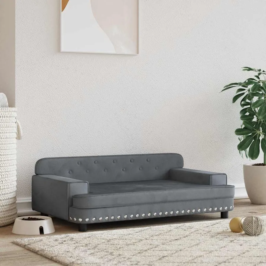 Lit pour chien gris foncé 90x53x30 cm velours