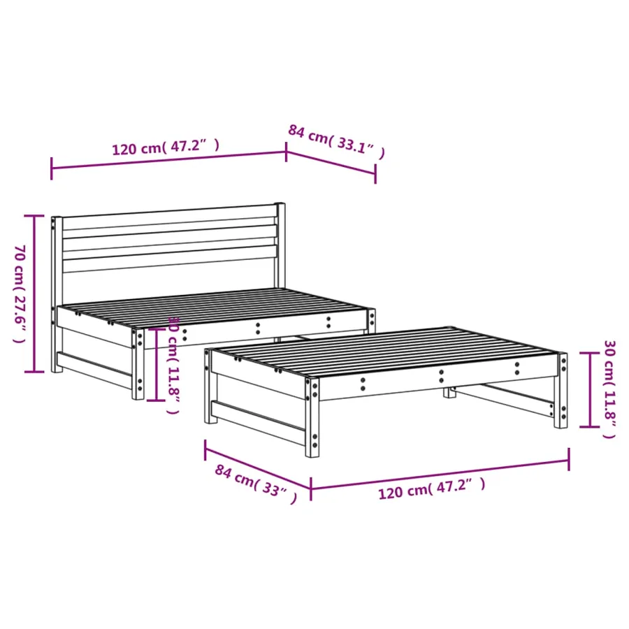 Salon de jardin 2 pcs bois massif douglas - 6
