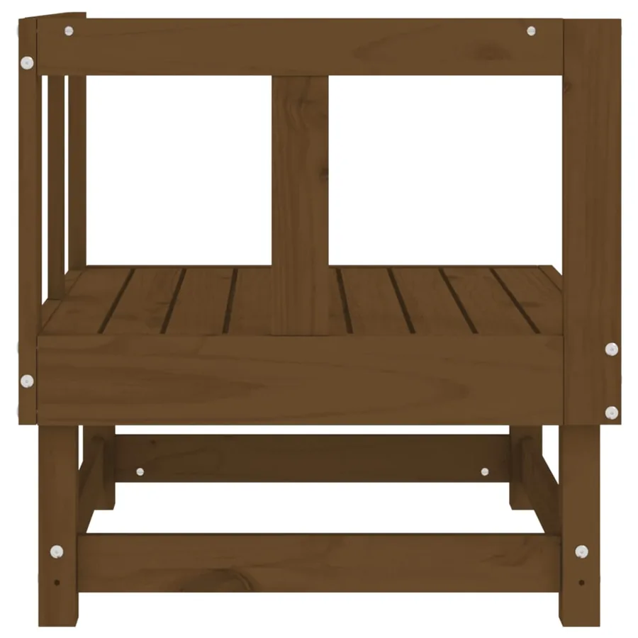 Canapé d'angle de jardin marron miel bois de pin solide - 5