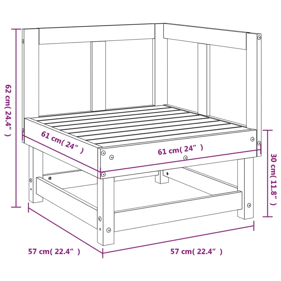 Canapé d'angle de jardin marron miel bois de pin solide - 7