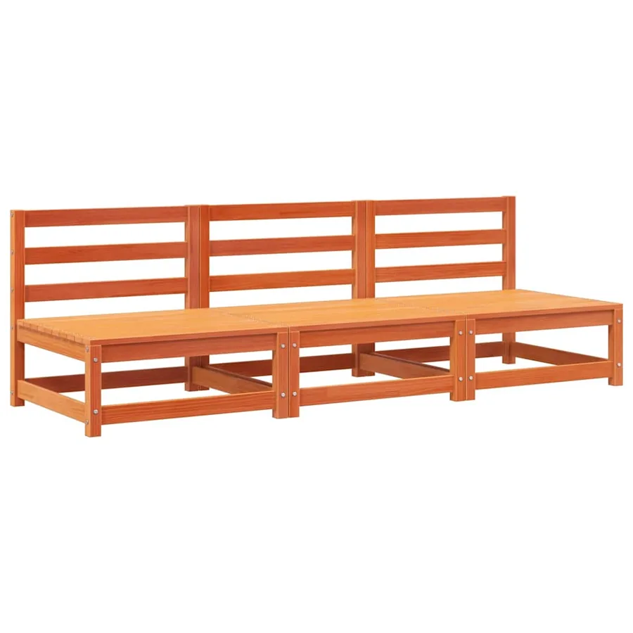 Canapés de jardin cire marron 2 pcs bois de pin massif - 2