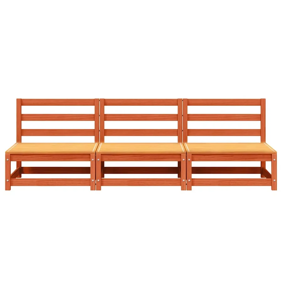 Canapés de jardin cire marron 2 pcs bois de pin massif - 5
