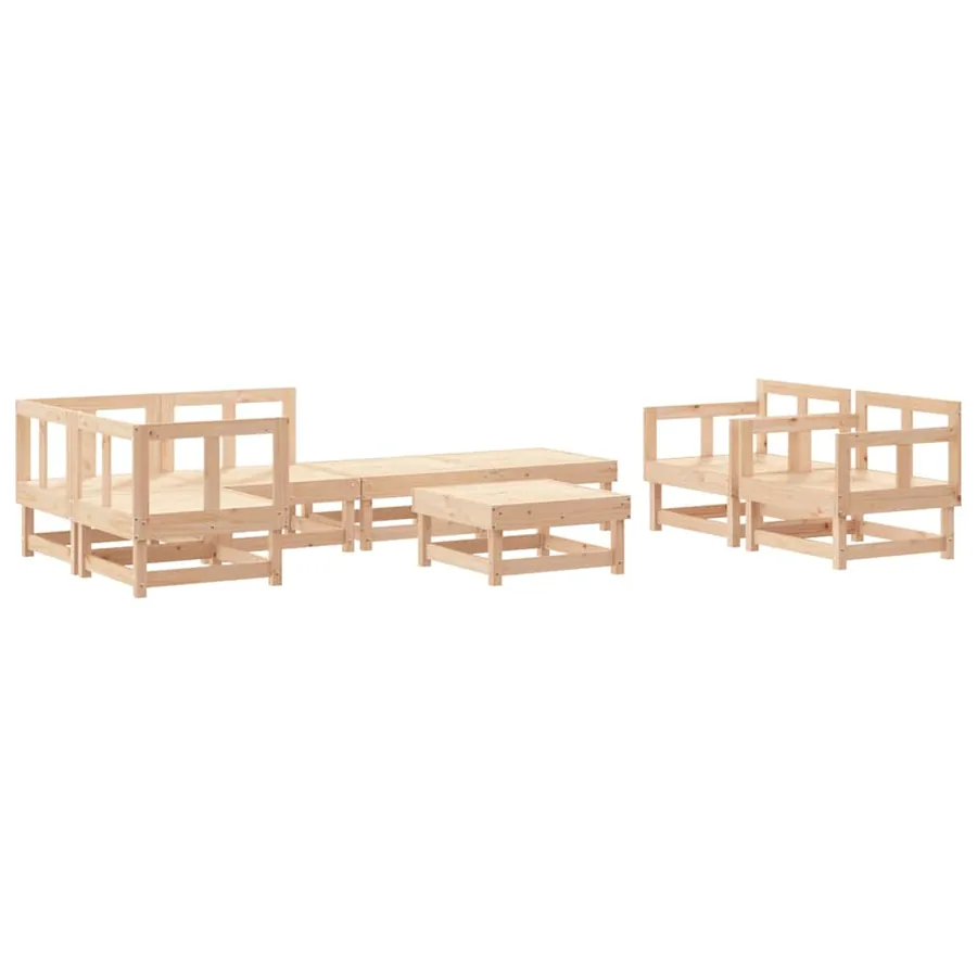 Salon de jardin 8 pcs Bois de pin massif - 2