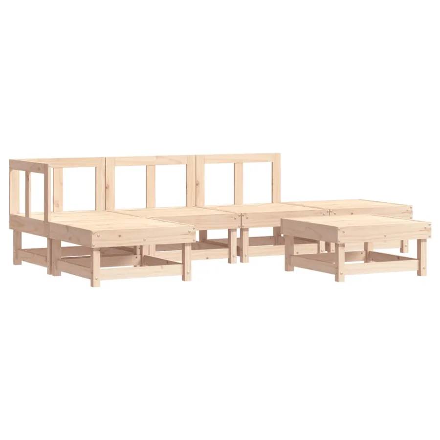Salon de jardin 6 pcs Bois de pin massif - 2
