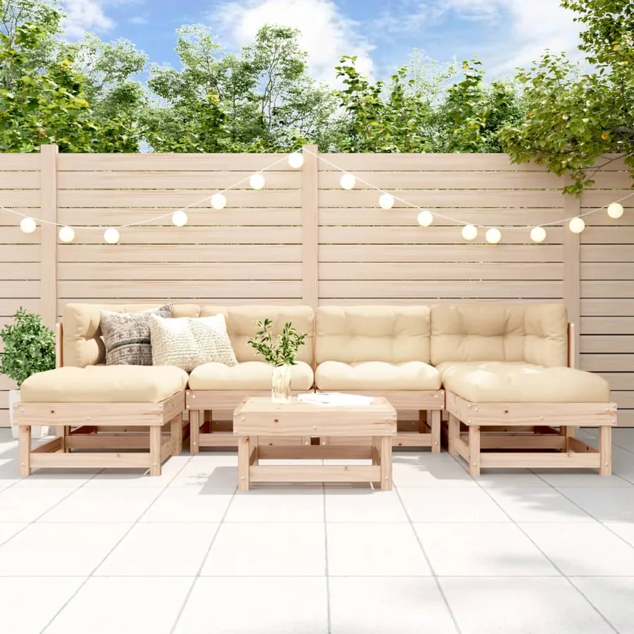 Salon de jardin 7 pcs Bois de pin massif