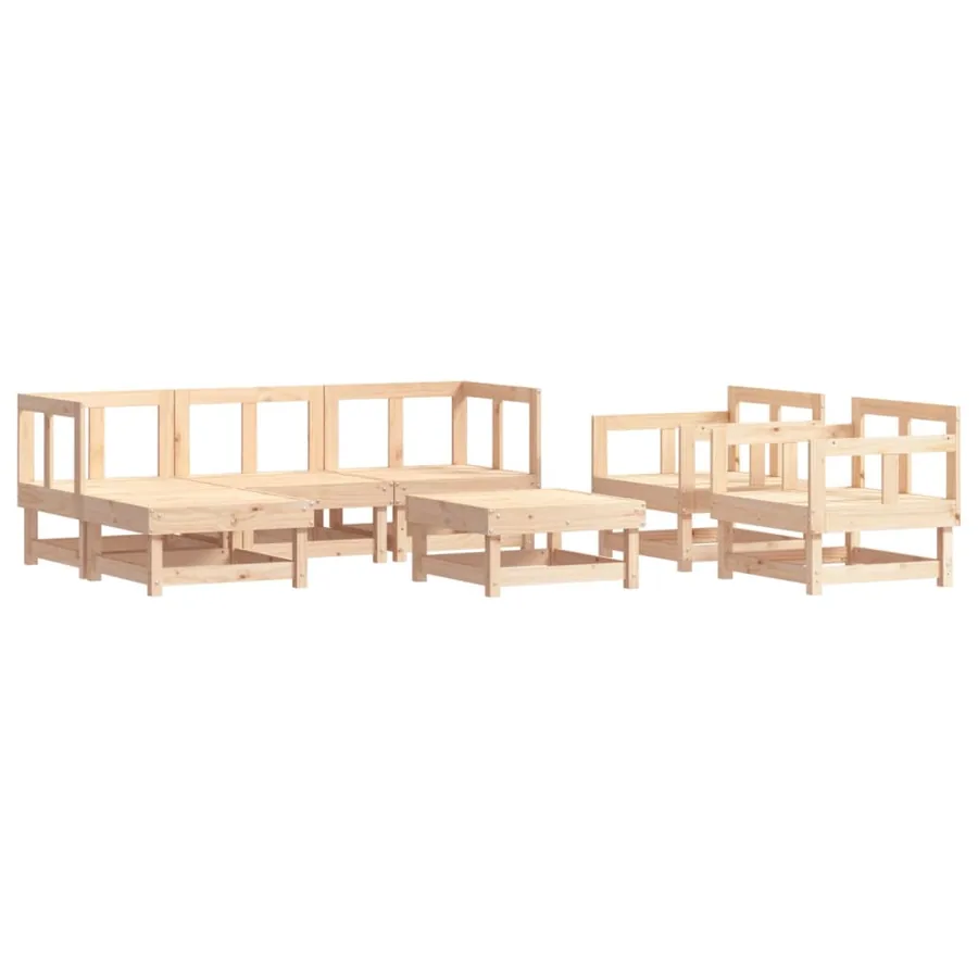 Salon de jardin 7 pcs Bois de pin massif - 2