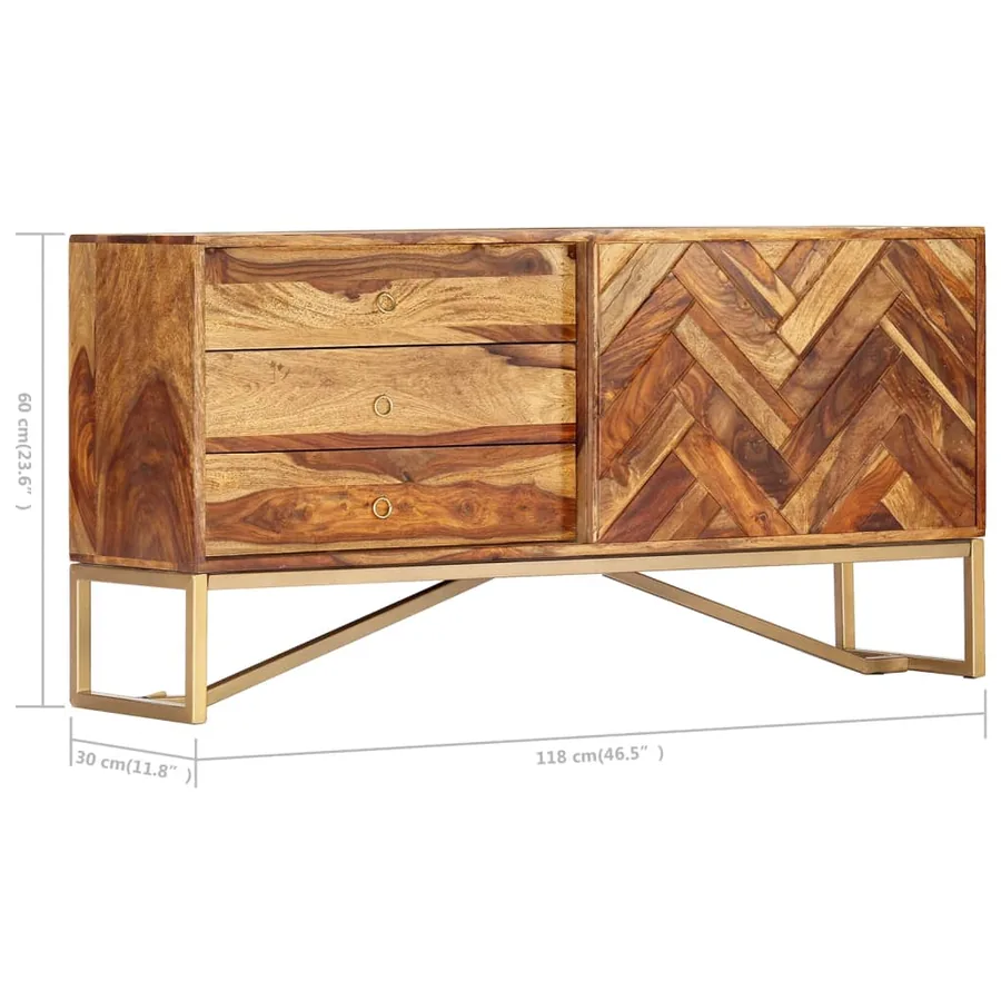 Buffet 118x30x60 cm Bois massif de Sesham - 9