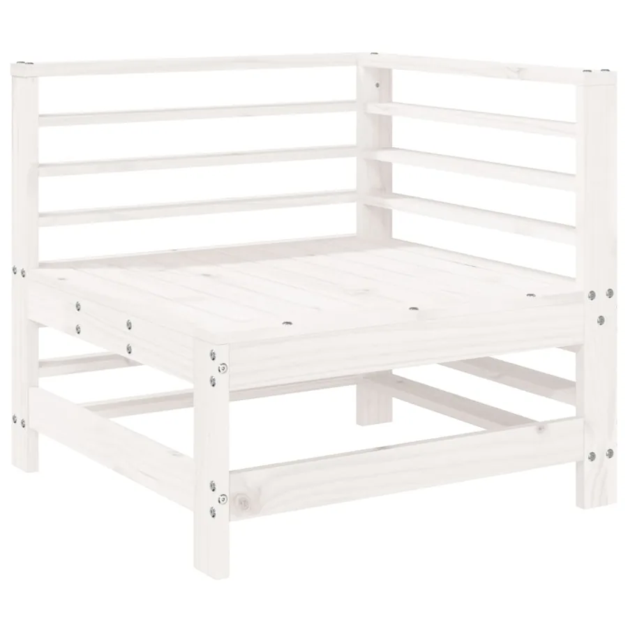 Salon de jardin 6 pcs Blanc Bois de pin massif - 4