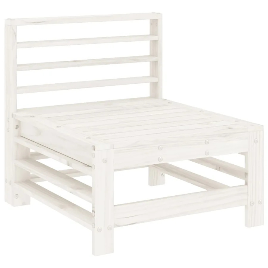 Salon de jardin 6 pcs Blanc Bois de pin massif - 6