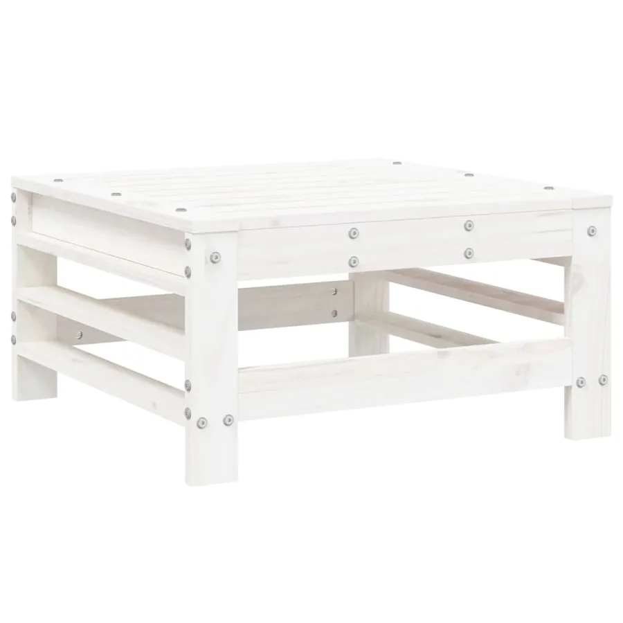 Salon de jardin 6 pcs Blanc Bois de pin massif - 7