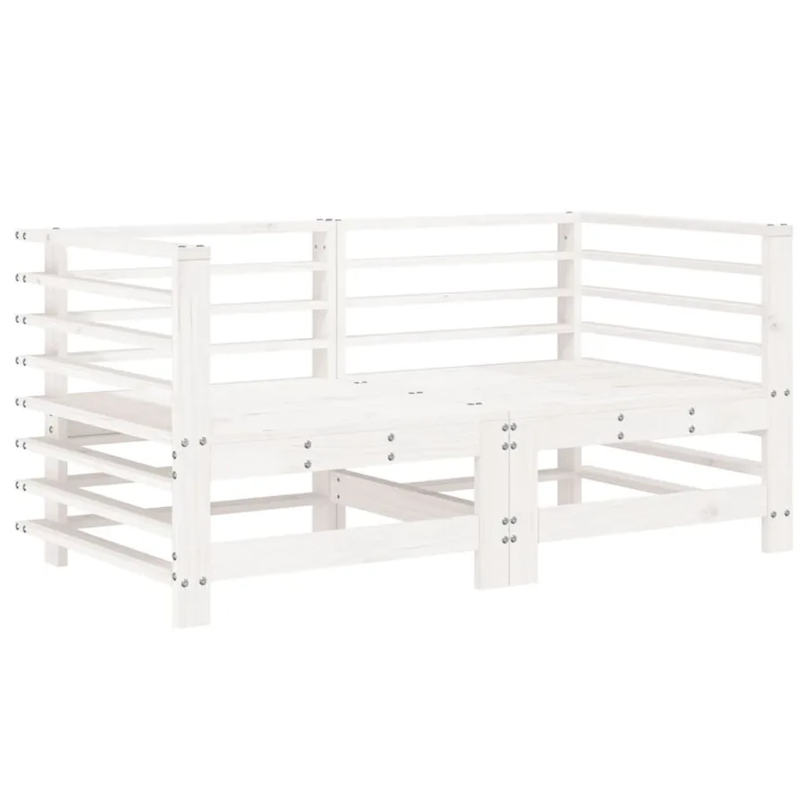 Canapés d'angle de jardin 2 pcs blanc bois de pin massif - 2