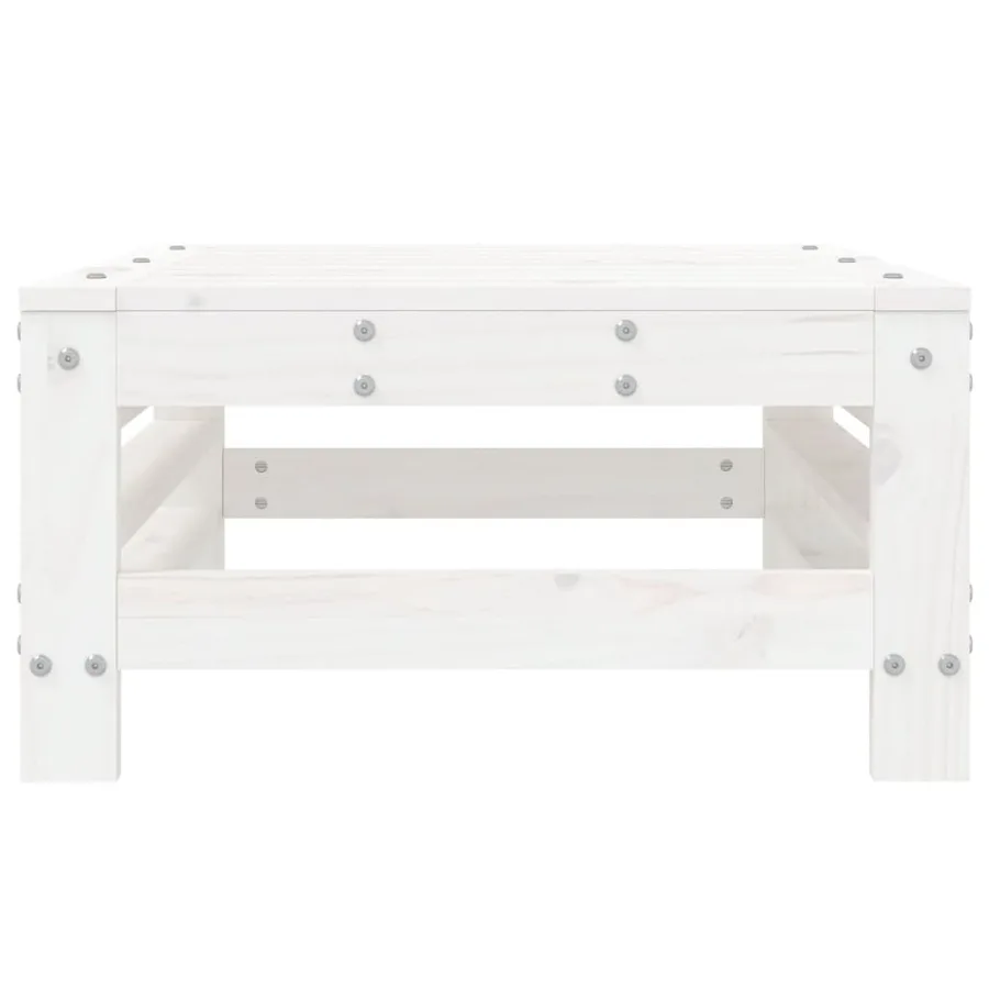 Repose-pied de jardin blanc bois de pin massif - 3