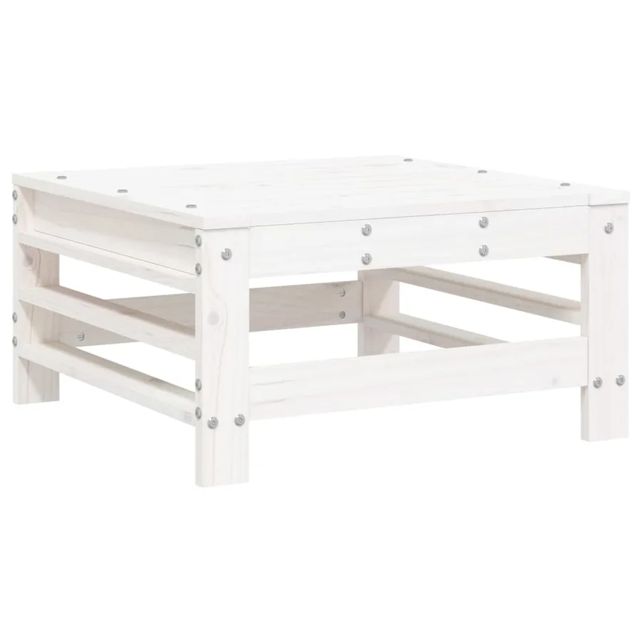 Repose-pied de jardin blanc bois de pin massif - 4